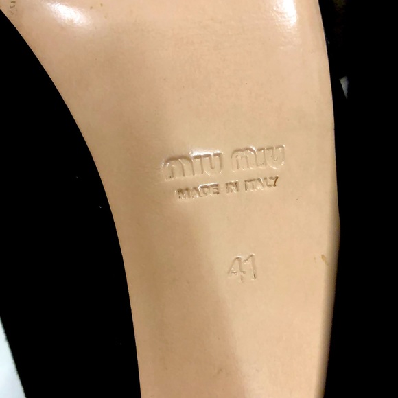Miu Miu 41 High Heel Black Suede shoe pump platform all leather Excellent Condit - Picture 9 of 12